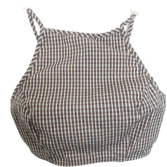Urban Outfitters Tops - Urban Outfitters Women's Plaid Cropped Zip Back Halter Boho Festival Top Size XS